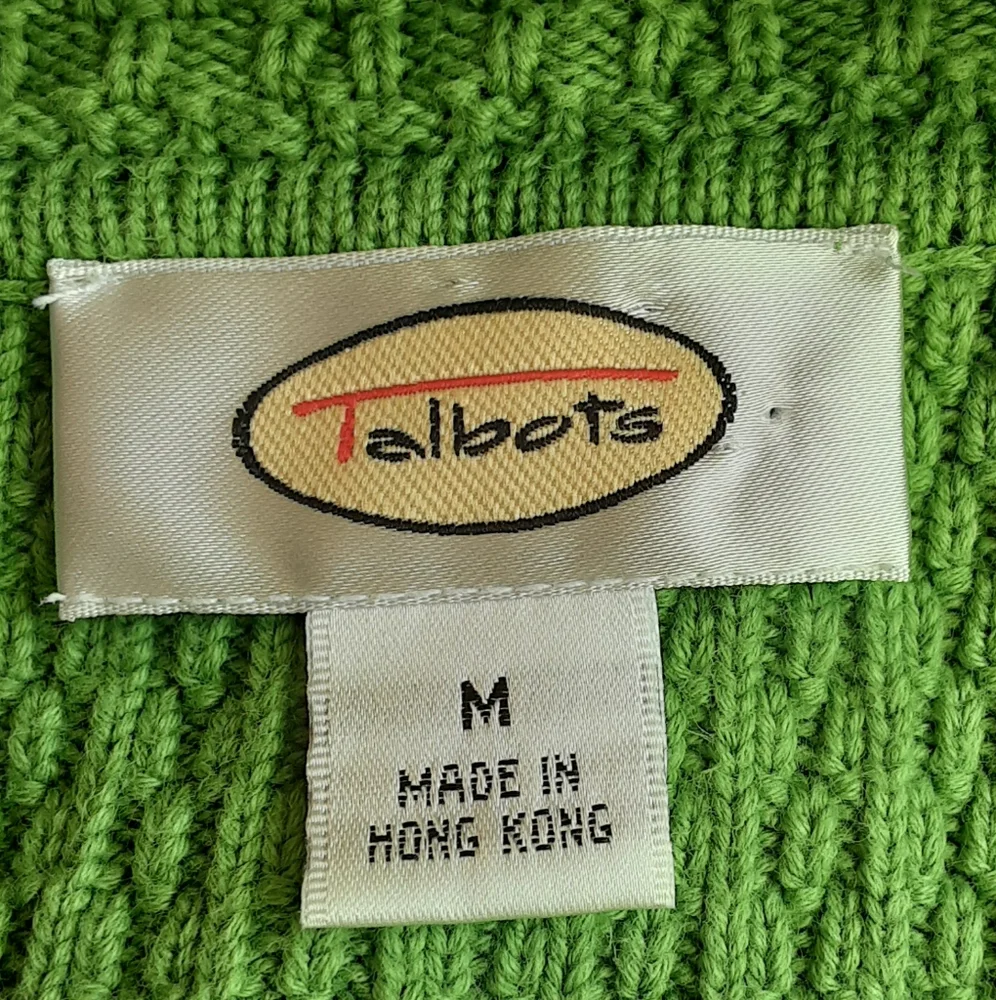 Talbots Vibrant Green Classic Cable Knit Cozy Sweater Jacket.